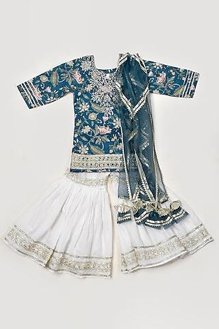 ivory sharara set in cotton for girls