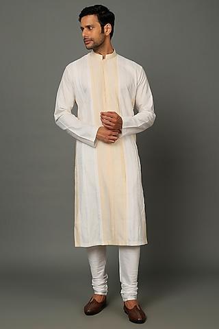 ivory & beige silk kurta set