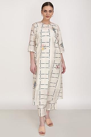 ivory & indigo chanderi printed tunic set