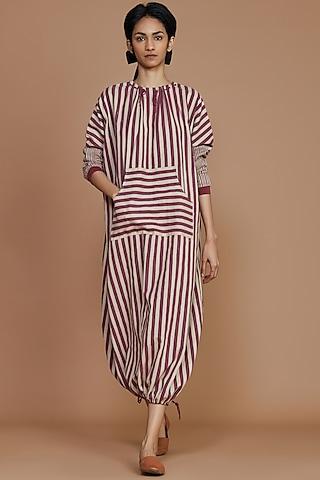 ivory & mauve striped dress
