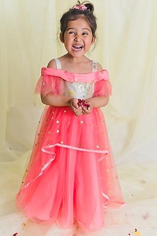 ivory & pastel peach gown for girls