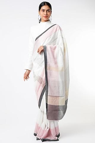 ivory & pink kunbi saree