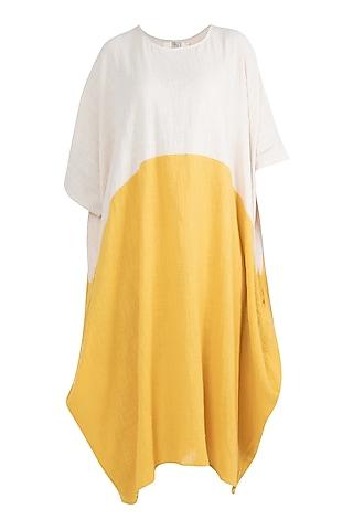 ivory & yellow color blocked dress