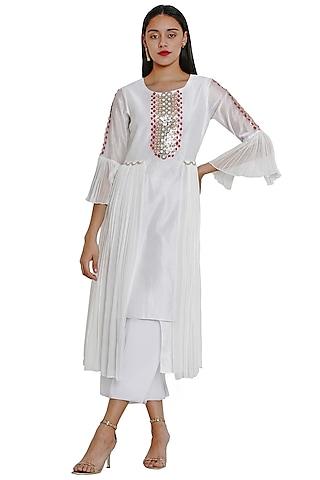 ivory 3d floral embroidered tunic