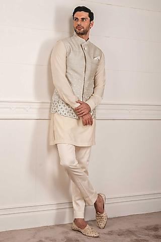 ivory aari embroidered waistcoat