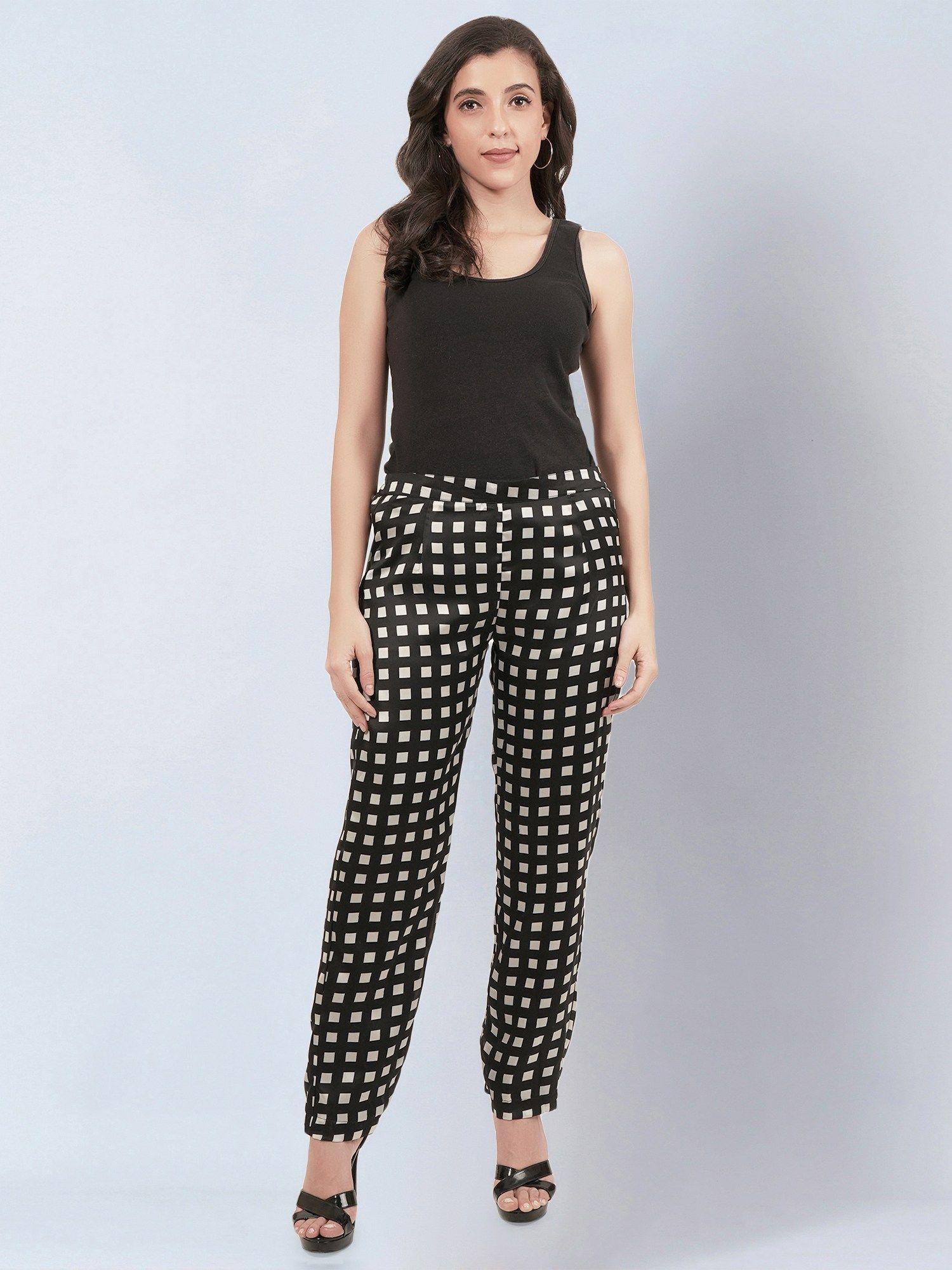 ivory and black box pants