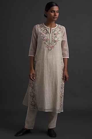 ivory art deco embroidered tunic