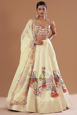 ivory-beige kasab satin embellished lehenga set