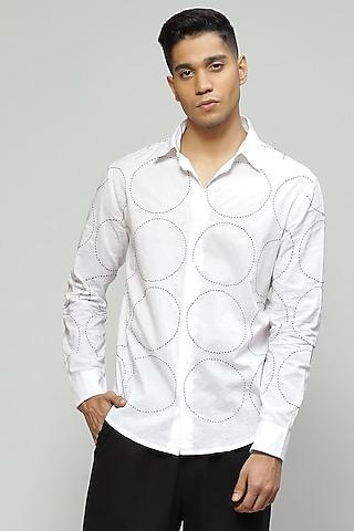 ivory cambric hand embroidered shirt