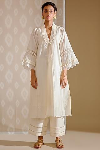 ivory chanderi choga kurta set