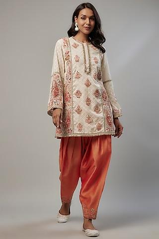 ivory chanderi dori embroidered kurta set