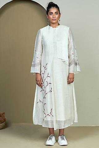 ivory chanderi embroidered tunic