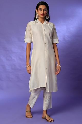 ivory chanderi kurta set