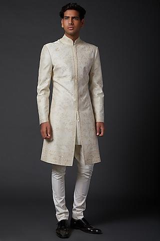 ivory chanderi sherwani