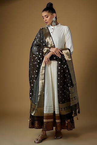 ivory chanderi silk anarkali set