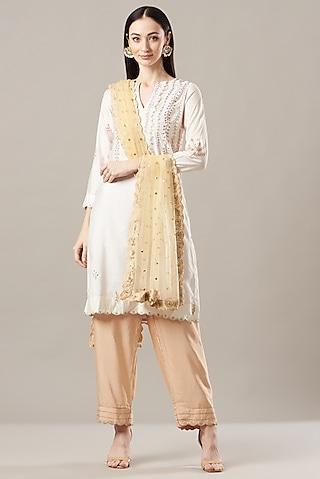 ivory chanderi silk kurta set