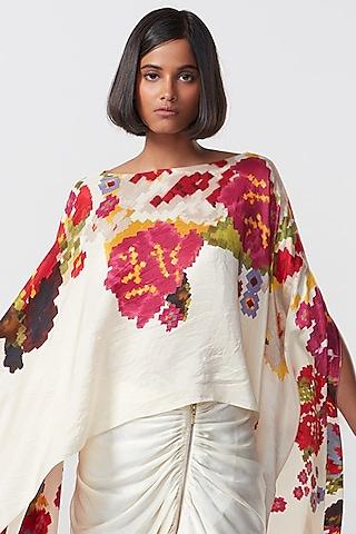 ivory chiffon printed cape