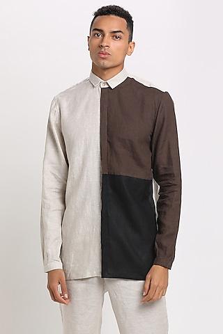 ivory color blocked shirt