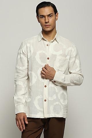 ivory cotton embroidered shirt