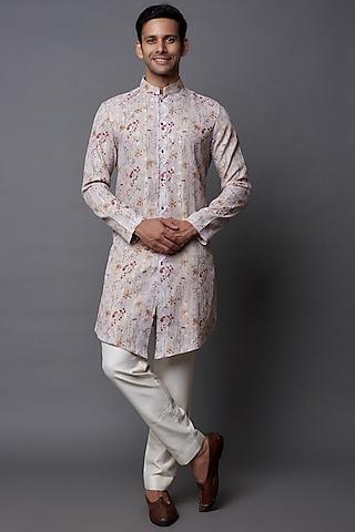 ivory cotton floral printed kurta set