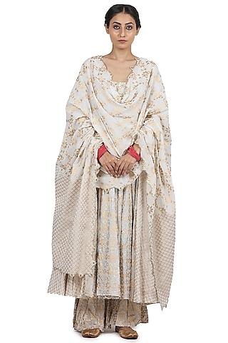 ivory cotton mul anarkali set