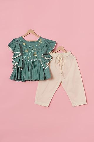 ivory cotton pant set for girls