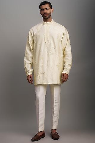 ivory cotton silk short kurta