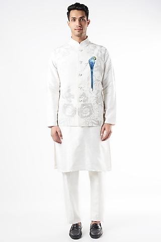 ivory digital printed nehru jacket