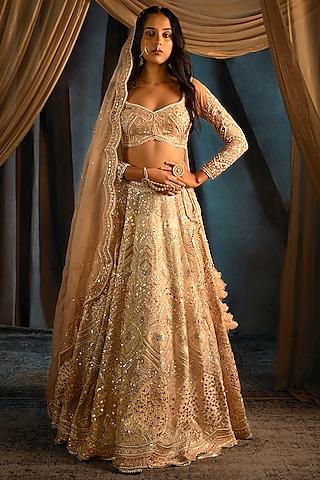 ivory dupion embroidered lehenga set