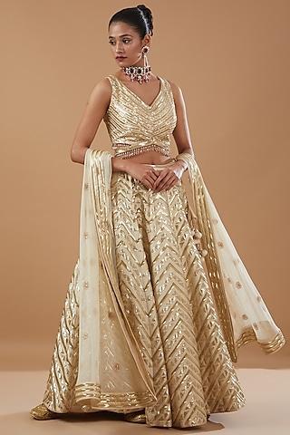 ivory dupion raw silk embroidered lehenga set