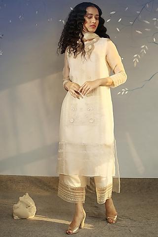 ivory embellished kurta set