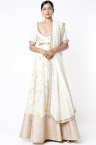 ivory embroidered anarkali set