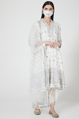 ivory embroidered anarkali set