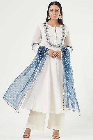 ivory embroidered anarkali set