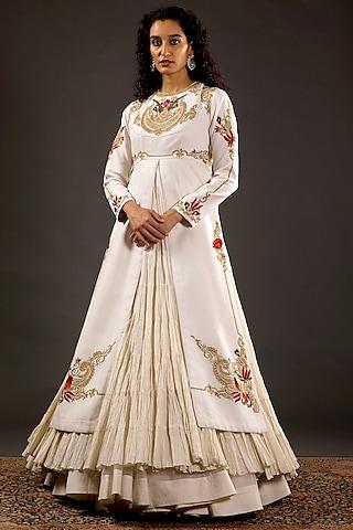 ivory embroidered anarkali set