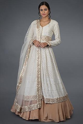 ivory embroidered anarkali set