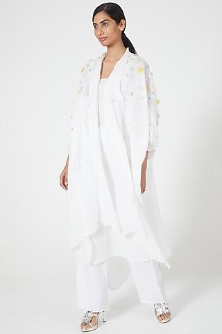 ivory embroidered asymmetrical cape
