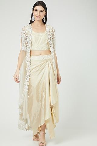 ivory embroidered cape set