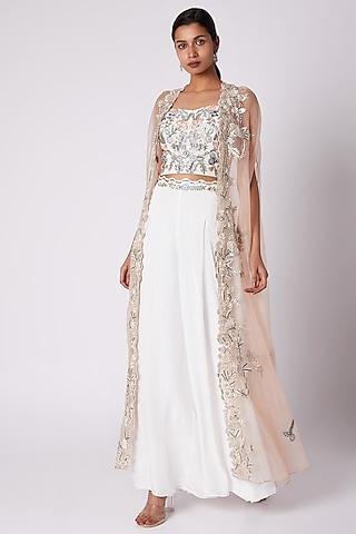 ivory embroidered cape set