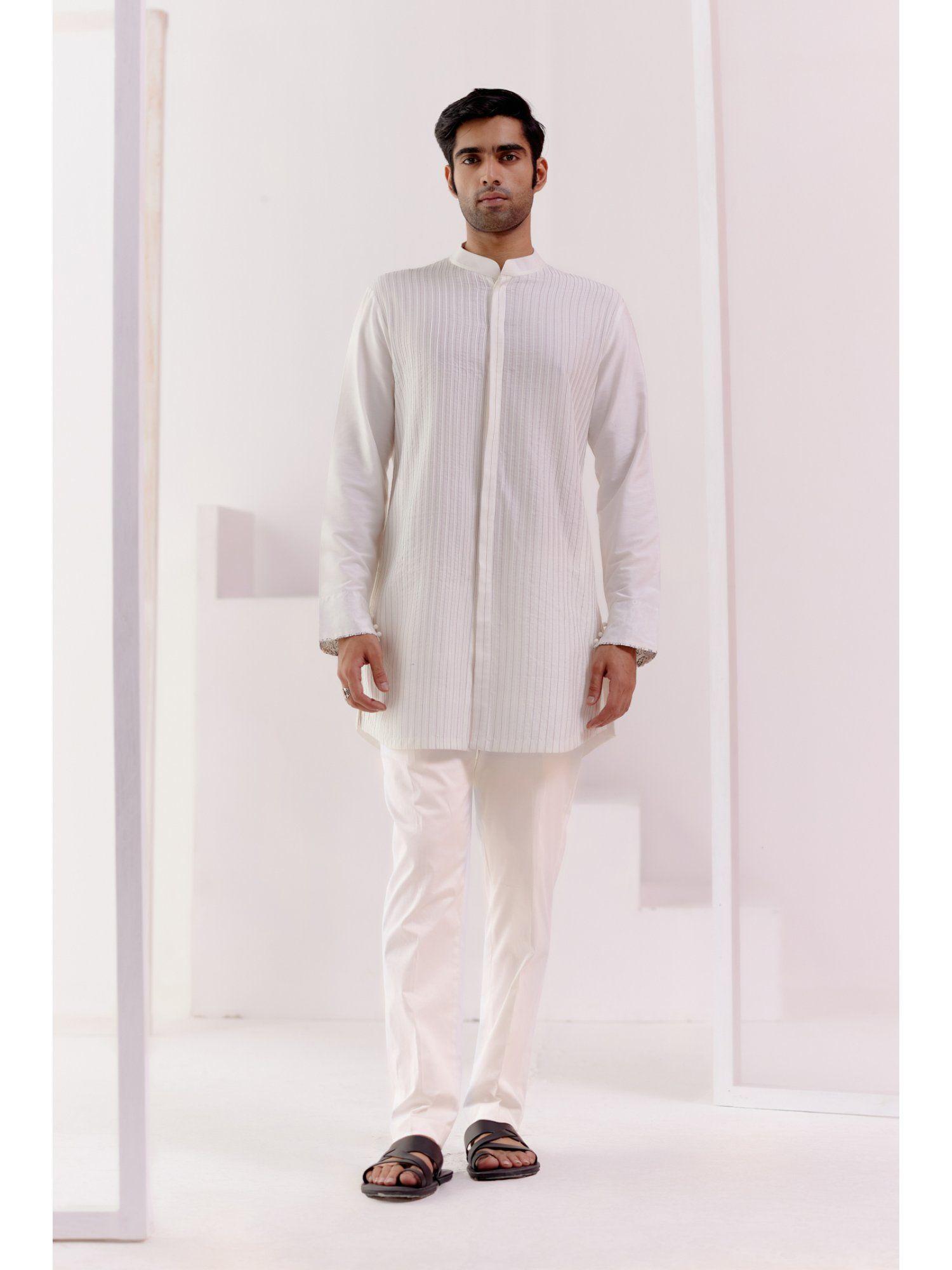 ivory embroidered chanderi kurta (set of 2)