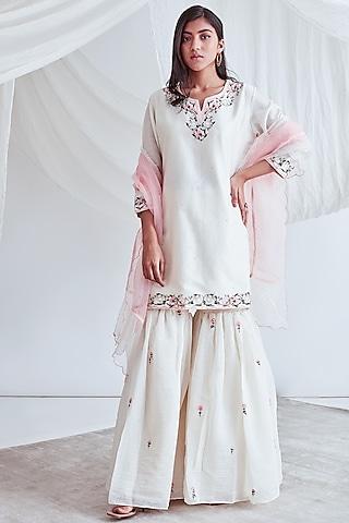 ivory embroidered gharara set