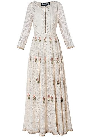 ivory embroidered gown with dupatta