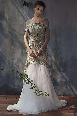 ivory embroidered gown