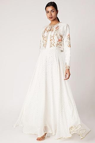 ivory embroidered jacket with gown