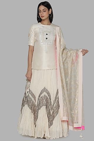 ivory embroidered lehenga set