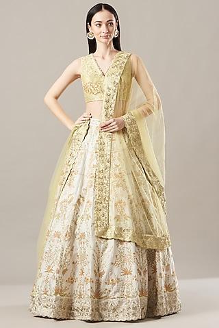 ivory embroidered lehenga set