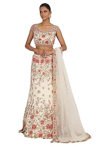 ivory embroidered lehenga set