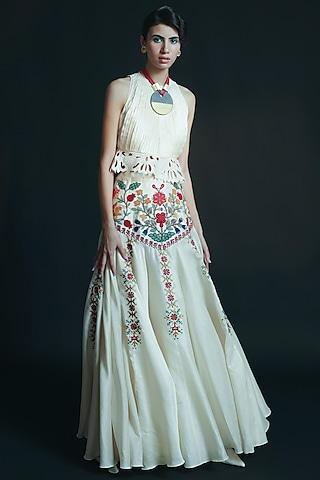 ivory embroidered lehenga