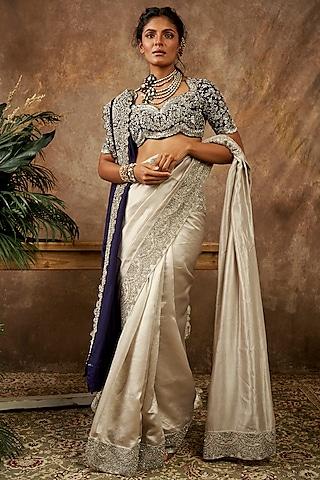 ivory embroidered saree set