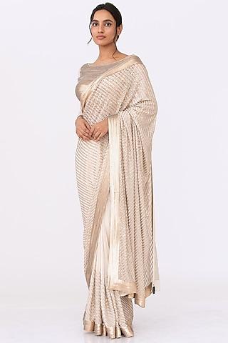 ivory embroidered saree set